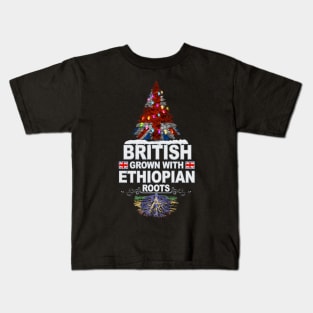 British Grown With Ethiopian Roots - Gift for Ethiopian With Roots From Ethiopia Kids T-Shirt